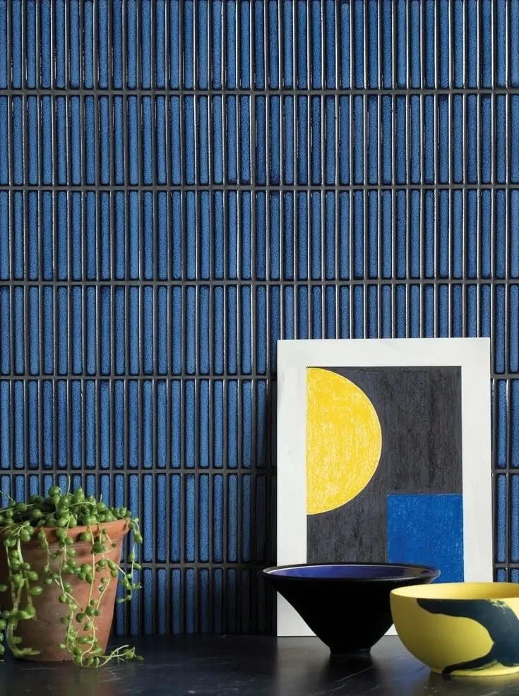 Mẫu gạch mosaic màu xanh dương ốp tường mã LUMHT028