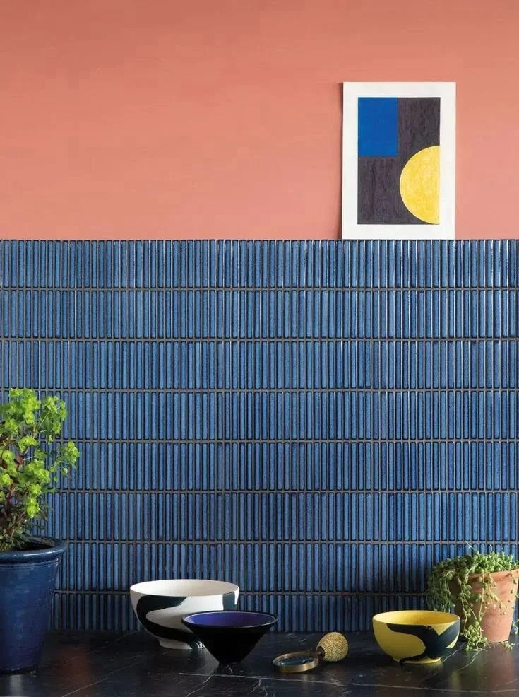 Mẫu gạch mosaic màu xanh dương ốp tường mã LUMHT028