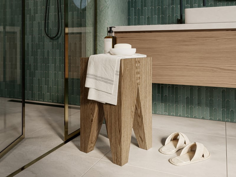 Phong cách Scandinavian kết hợp với gạch xi măng tạo nên không gian nhà tắm đẹp và dễ vệ sinh, chống bám bẩn hiệu quả.