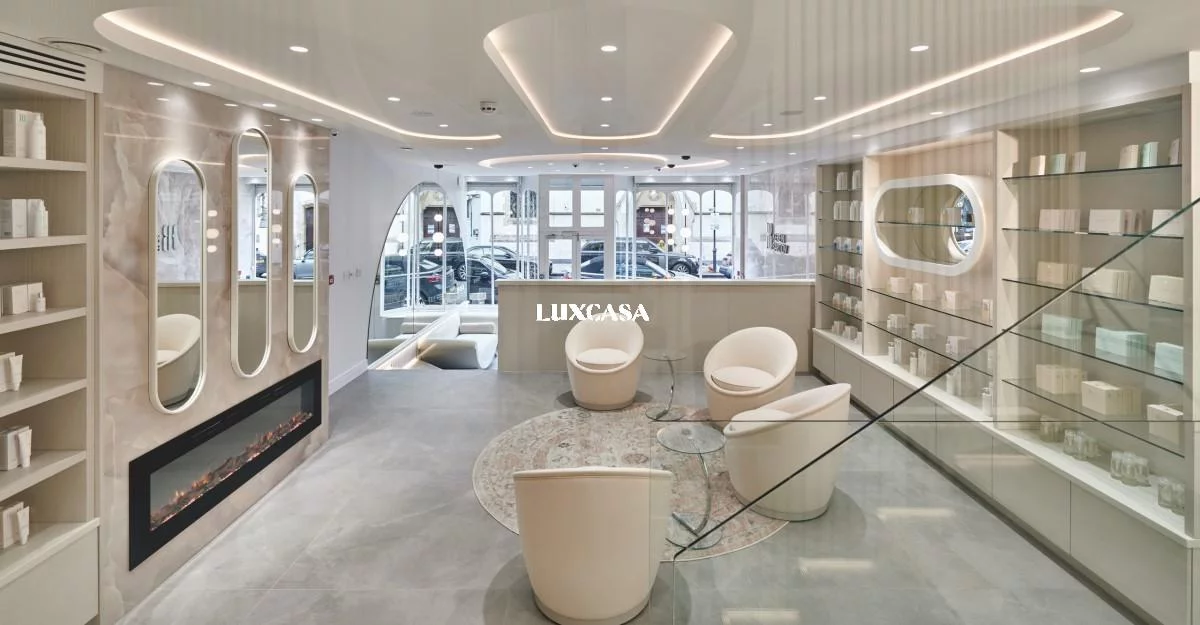 Gạch vân đá màu xám với bề mặt mờ mịn tạo nên không gian lý tưởng cho việc lát sàn trong cửa hàng thời trang.