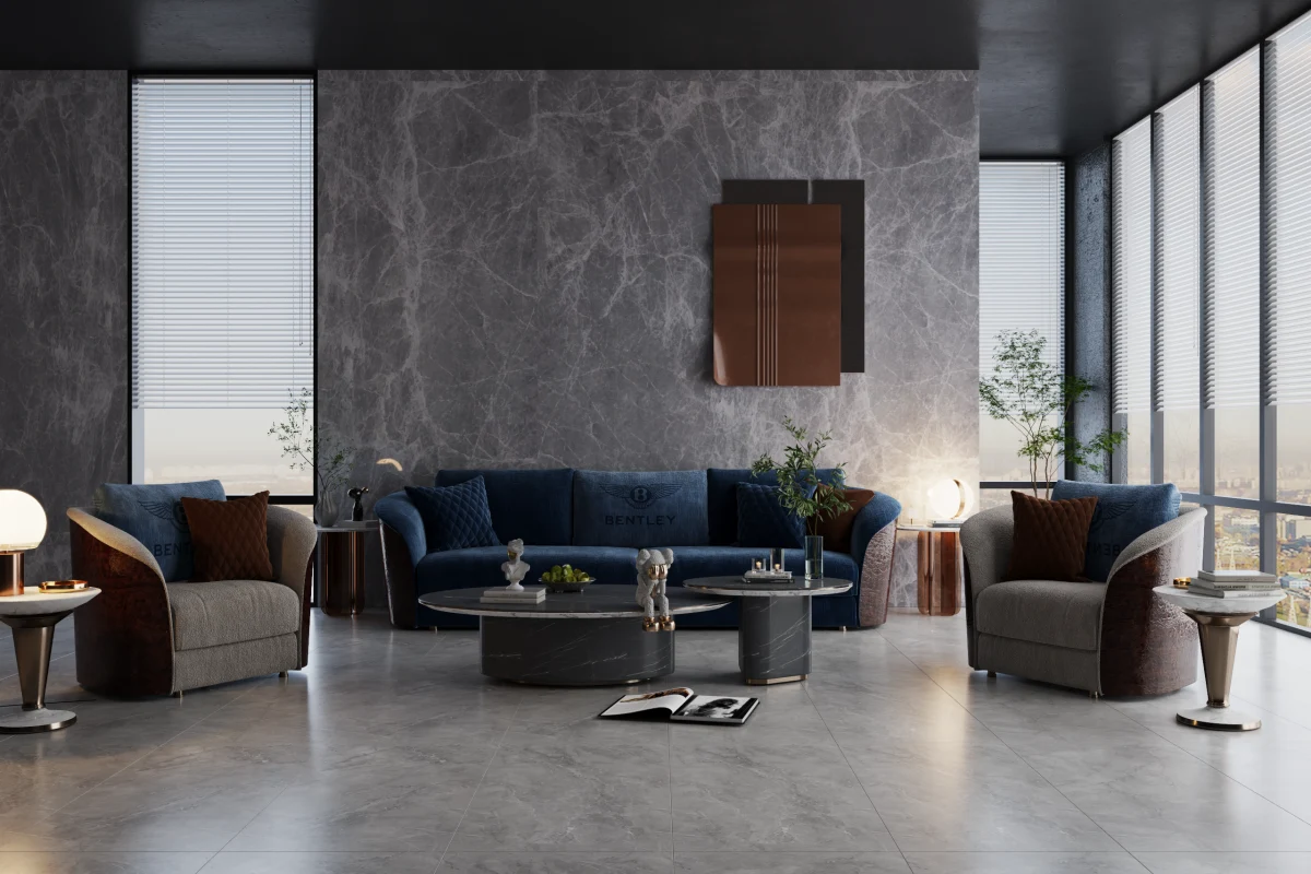 Gạch lát sàn phòng khách vân đá marble 60x120 612LU10053M