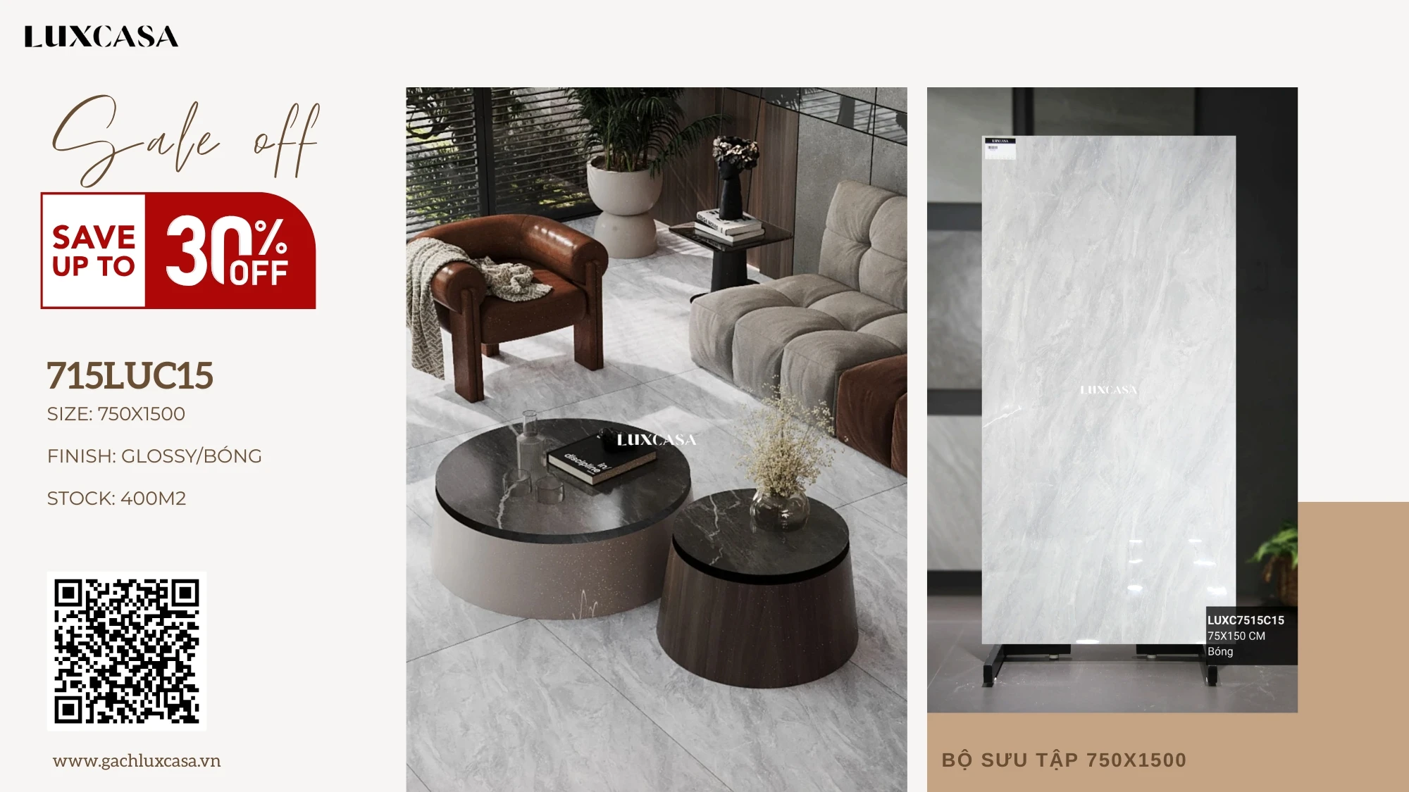 Gạch ốp bóng 75x150cm 715LUC15