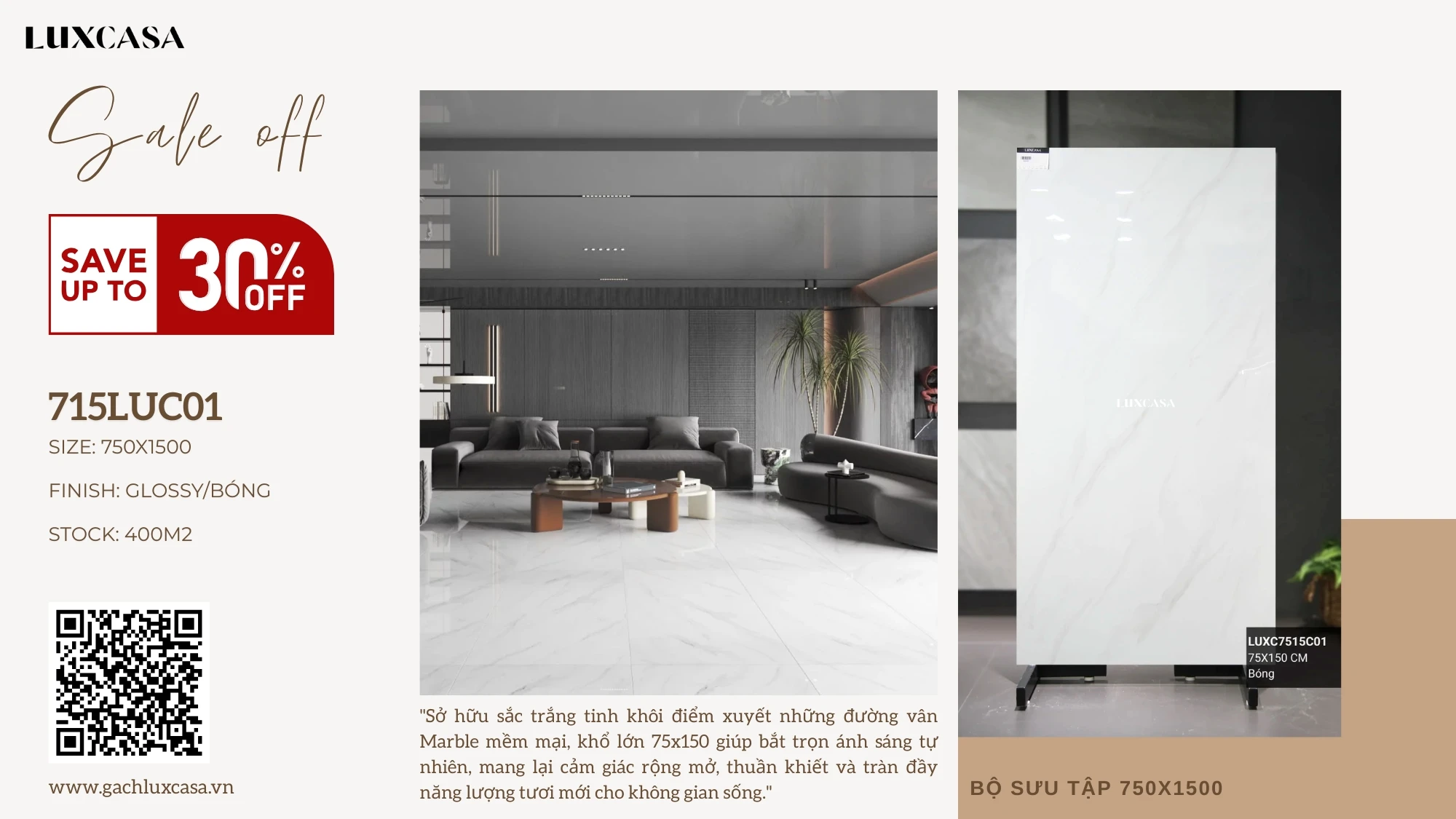 Gạch ốp lát bóng 75×150 715LUC01