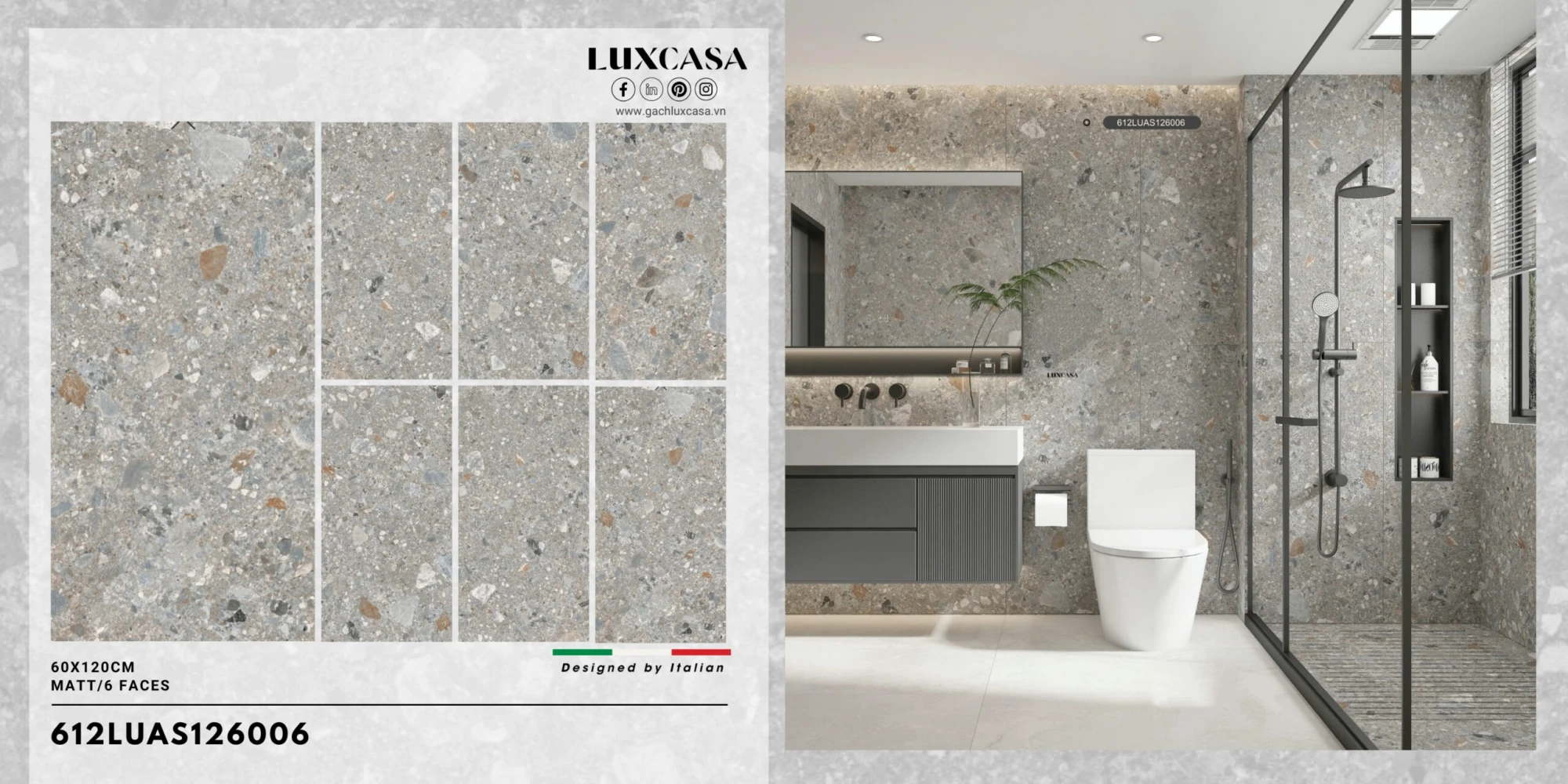 Gạch ốp lát nhà tắm terrazzo 612LU126006
