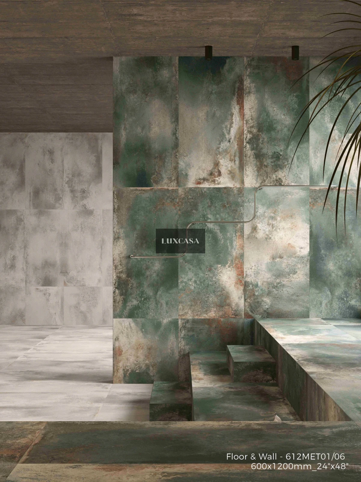 Gạch rỉ sét 612LUMET06 màu xanh phối màu trắng (1)