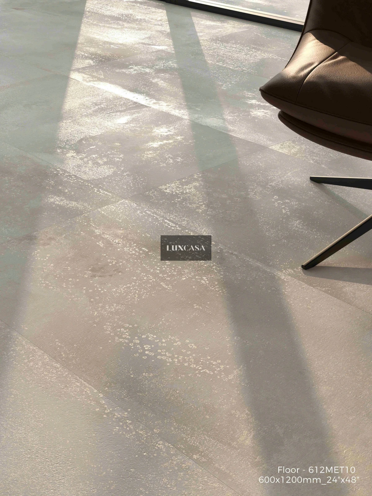 Gạch rỉ sét 612LUMET07 màu trắng lát phòng khách (2)