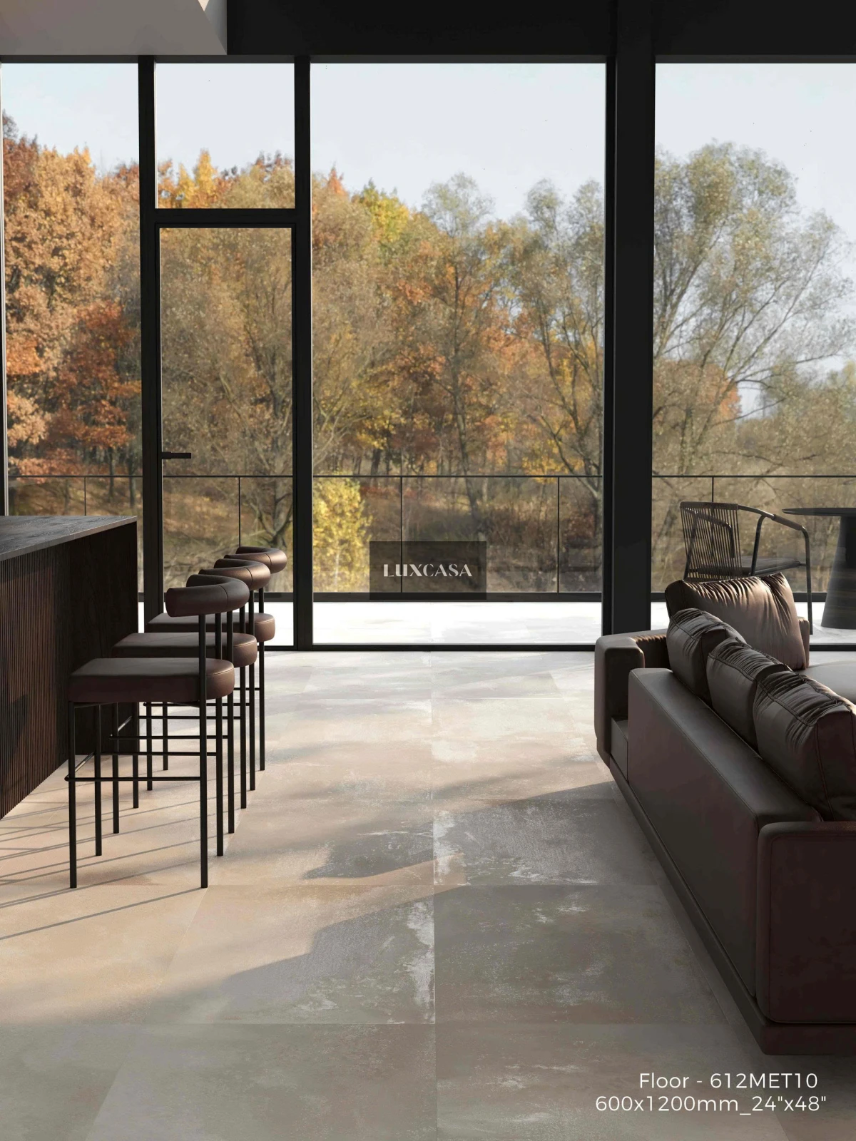 Gạch rỉ sét 612LUMET07 màu trắng lát phòng khách (4)