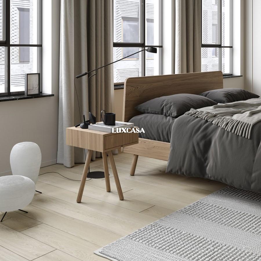 Mẫu gạch lát phòng ngủ, vân gỗ màu sáng, rất phù hợp với phong cách thiết kế Scandinavian.