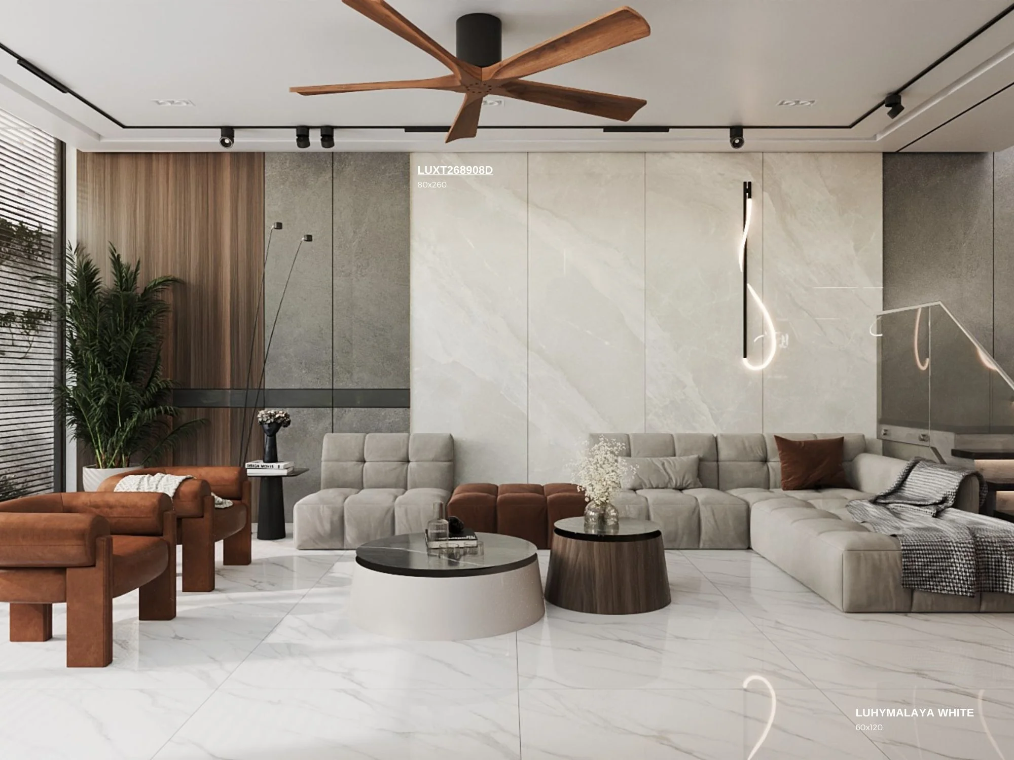 Gạch giả đá bóng 600x1200 LUHYMALAYA WHITE