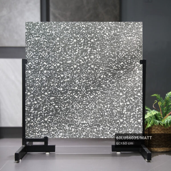 Gạch terrazzo xám đen 60×60 60LUS6035