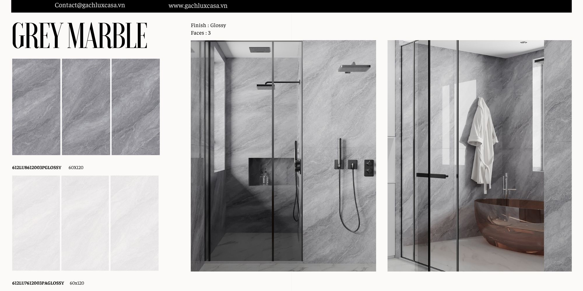 BỘ SƯU TẬP MARBLE XÁM NHẠT 612LU7612003PA, XÁM ĐẬM 612LU8612003P