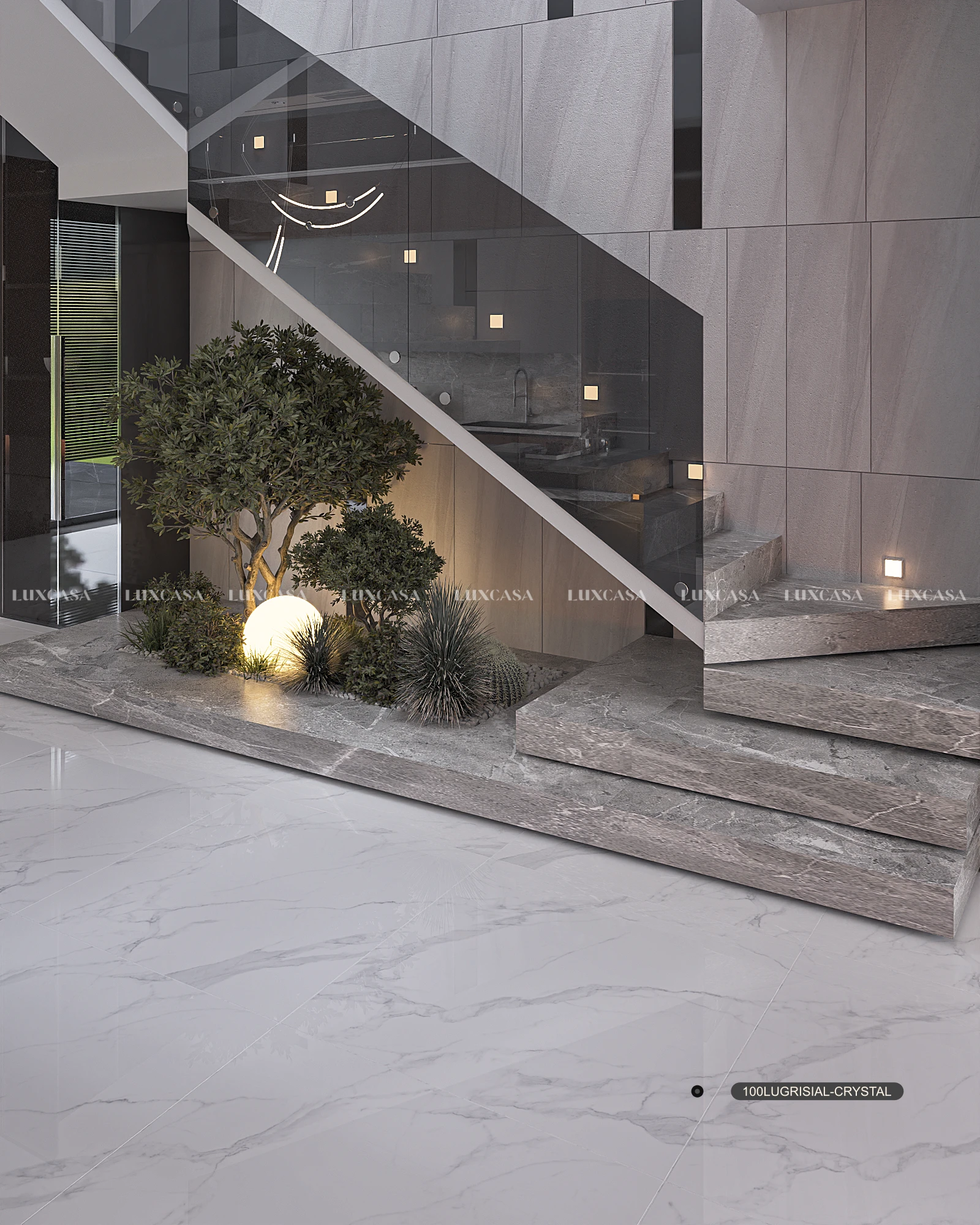 Gạch lát nền phòng khách 1000x1000 100LUGRISIAL-CRYSTAL