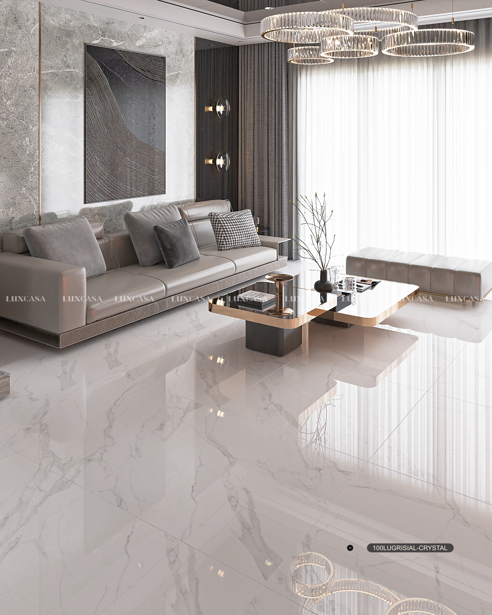 Gạch lát nền phòng khách 1000x1000 100LUGRISIAL-CRYSTAL
