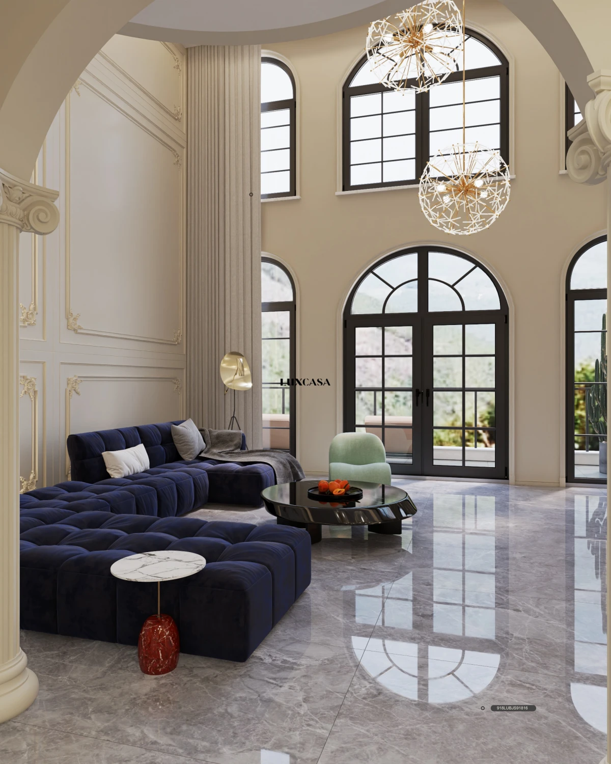 Gạch lát nền phòng khách khổ 900x1800 918LU91816