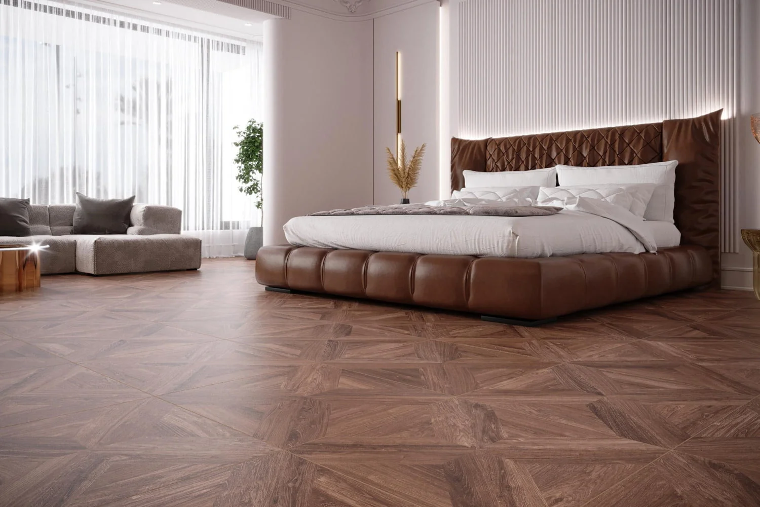 Gạch lát phòng ngủ vân gỗ 60x60 60LUTEAK ALMOND