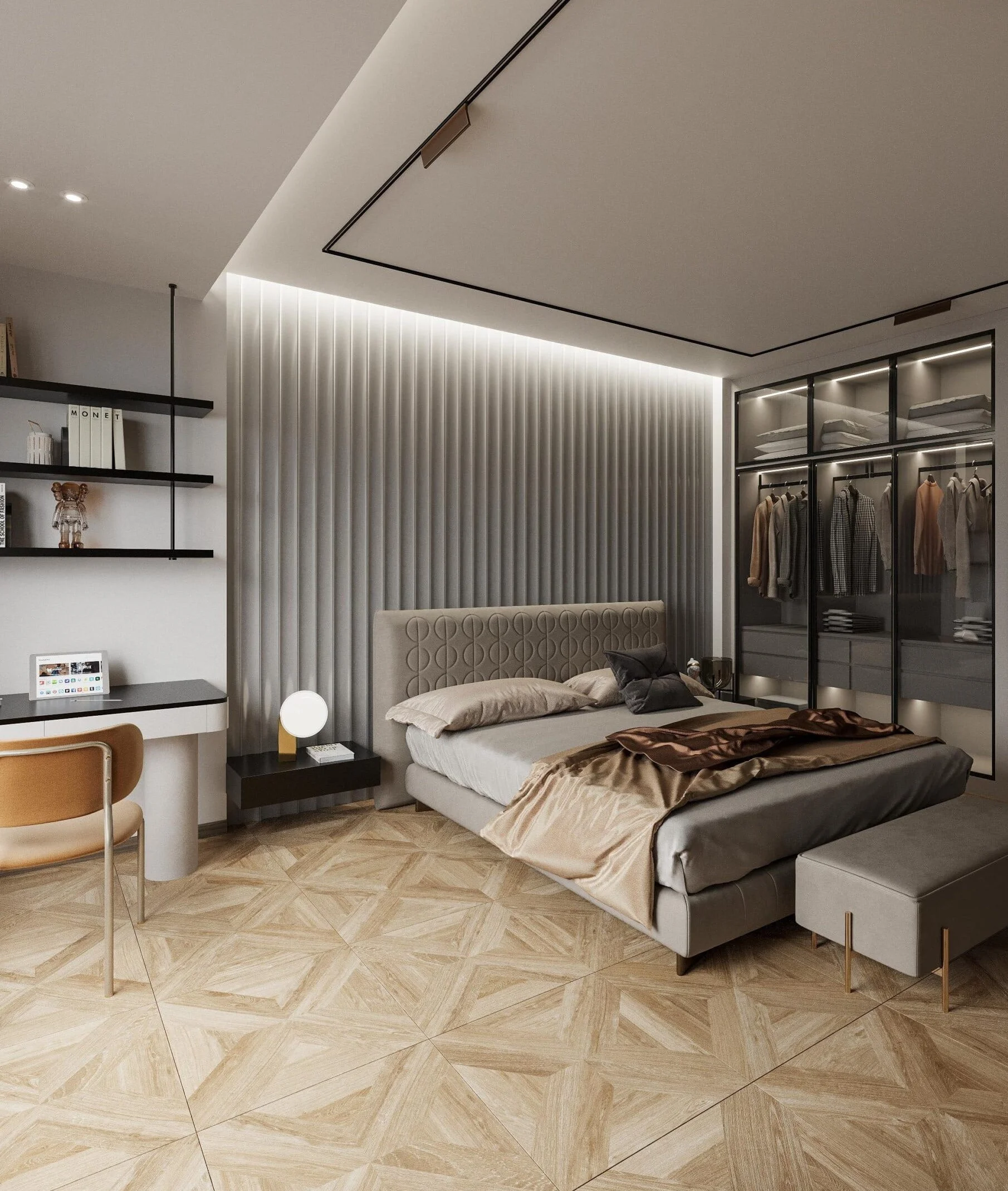 Gạch lát giả gỗ 60x60 phòng ngủ cao cấp 60LUTEAK-BONE