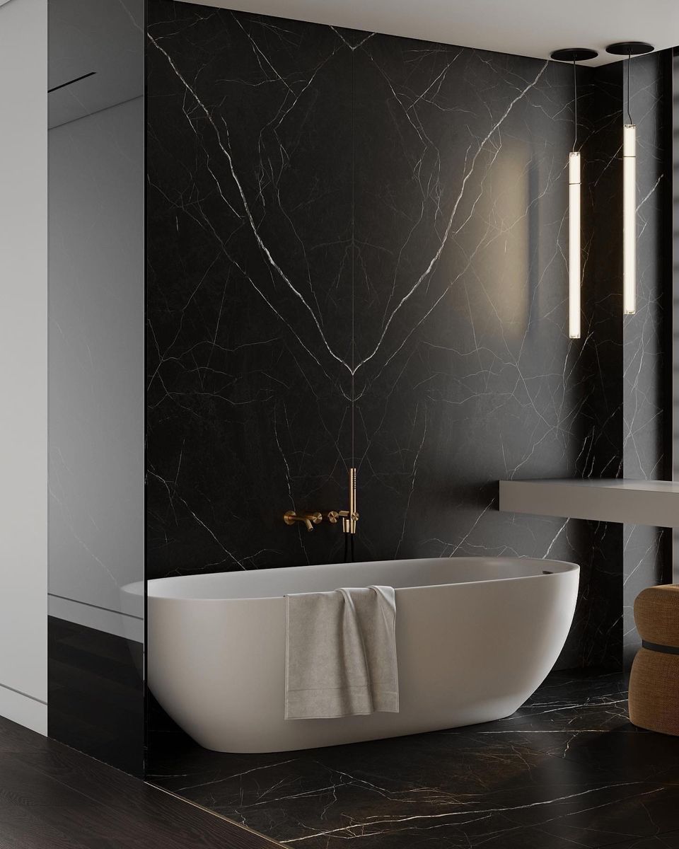 Đá nung kết đối xứng ốp sau bồn tắm
