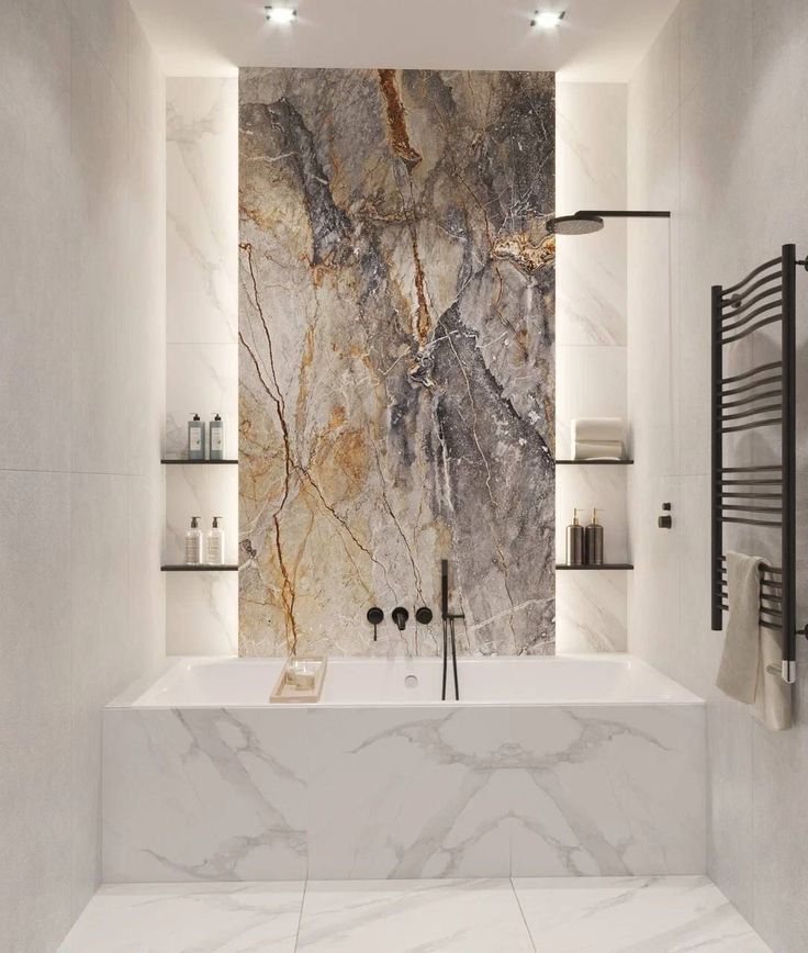Đá nung kết vân marble ốp sau bồn tắm
