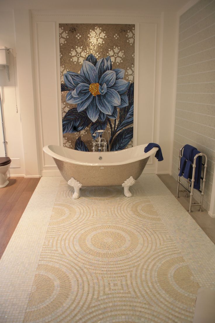 Gạch tranh mosaic thủ công ốp sau bồn tắm (2)