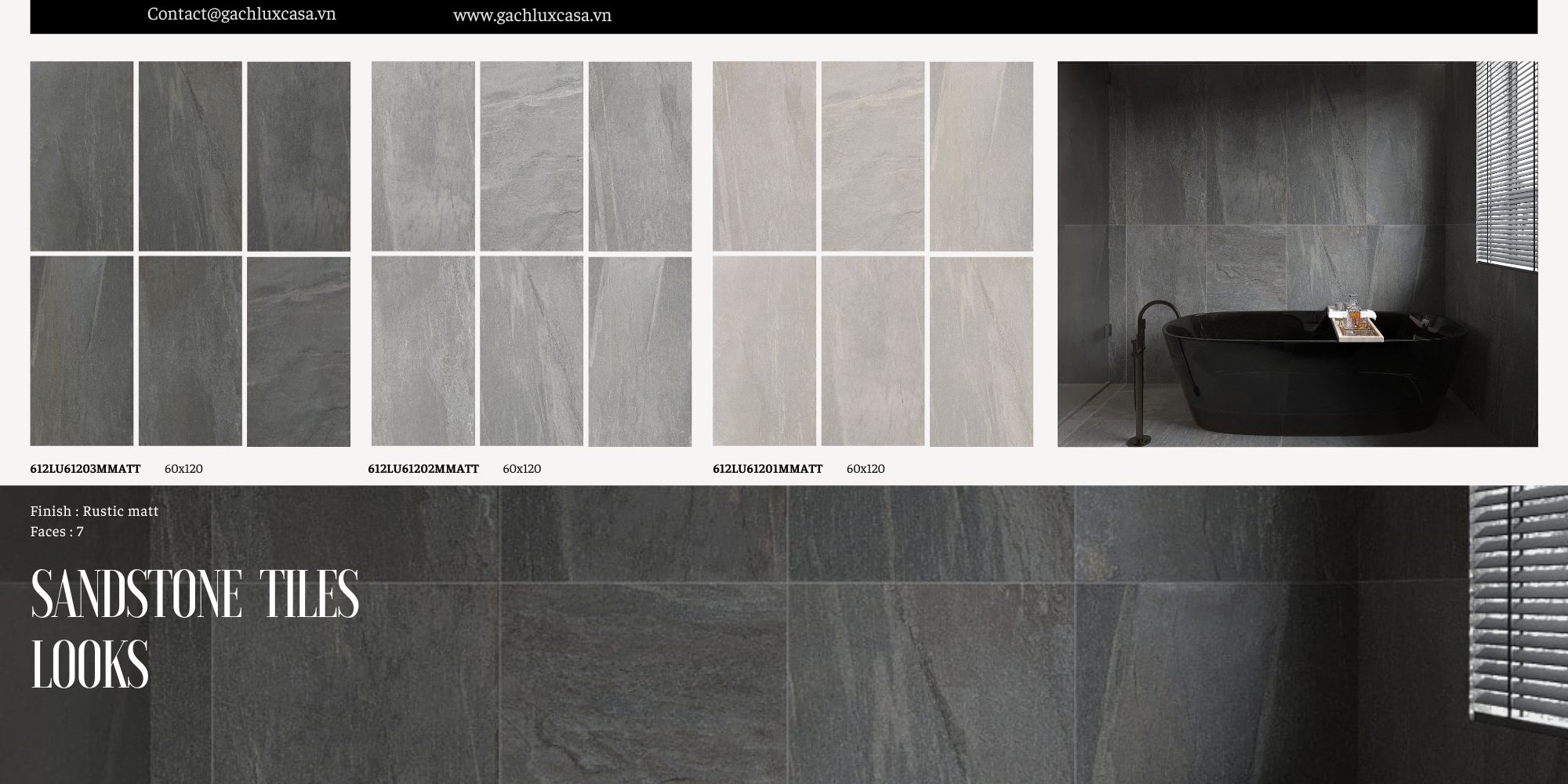 Bộ sưu tập gạch giả đá Sand stone 60x120 612LU61203M, 612LU61202M, 612LU61201M