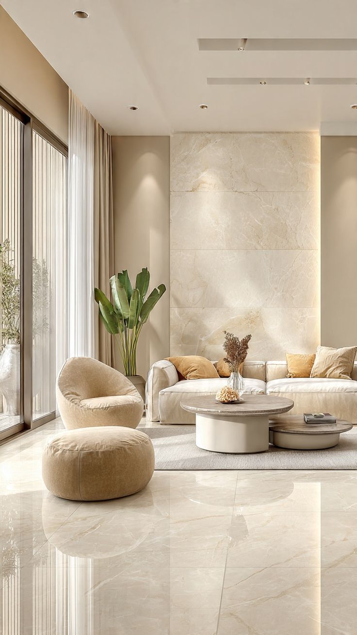 Gạch lát phòng khách màu ivory (3)