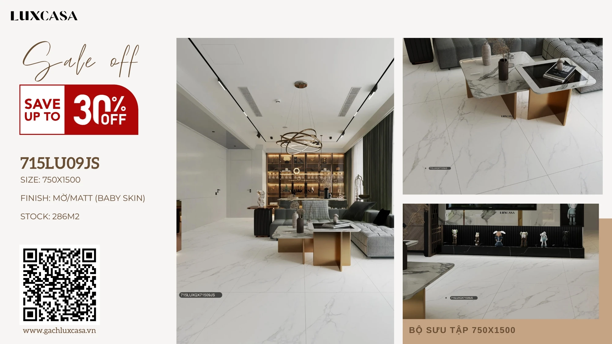 Gạch 75×150 màu trắng 715LU09JS