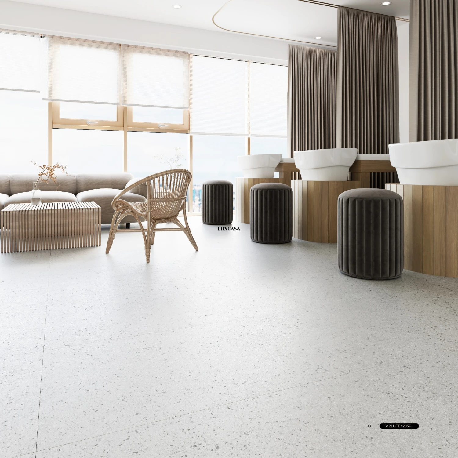 Gạch terrazzo 60x120 612LU1205P lát nền spa làm đẹp