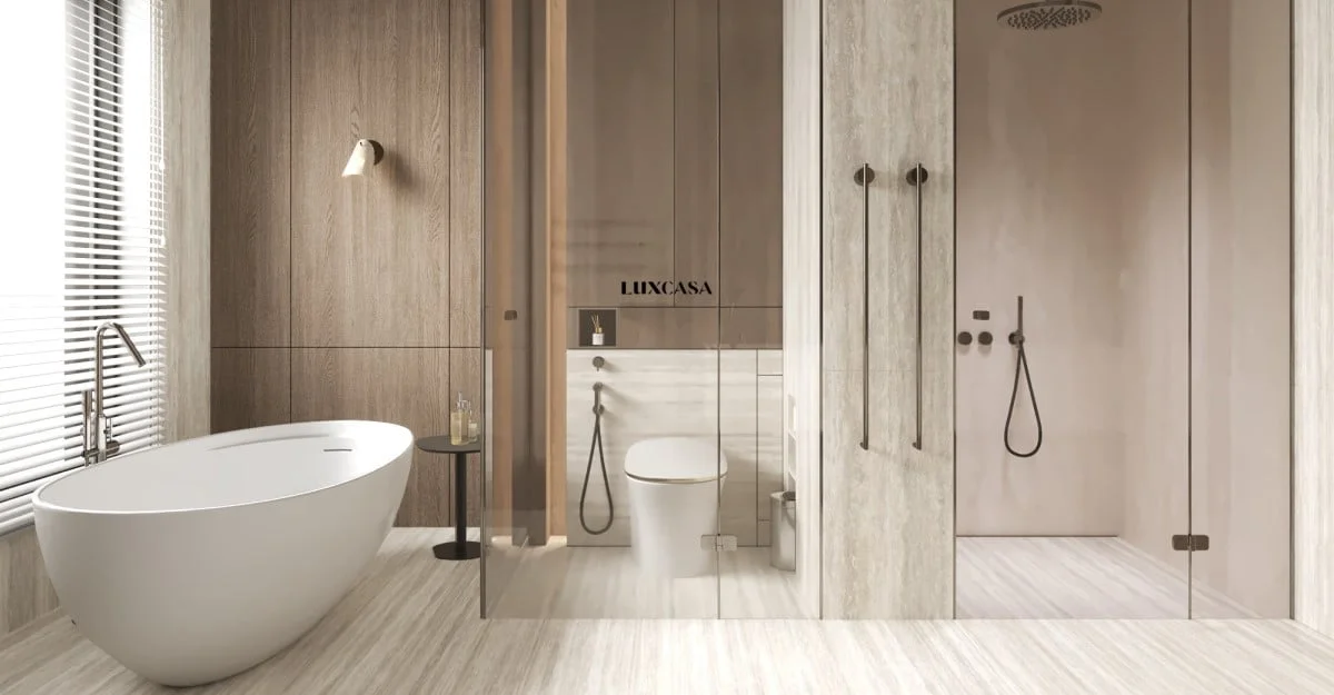 Gạch ốp nhà tắm travertine