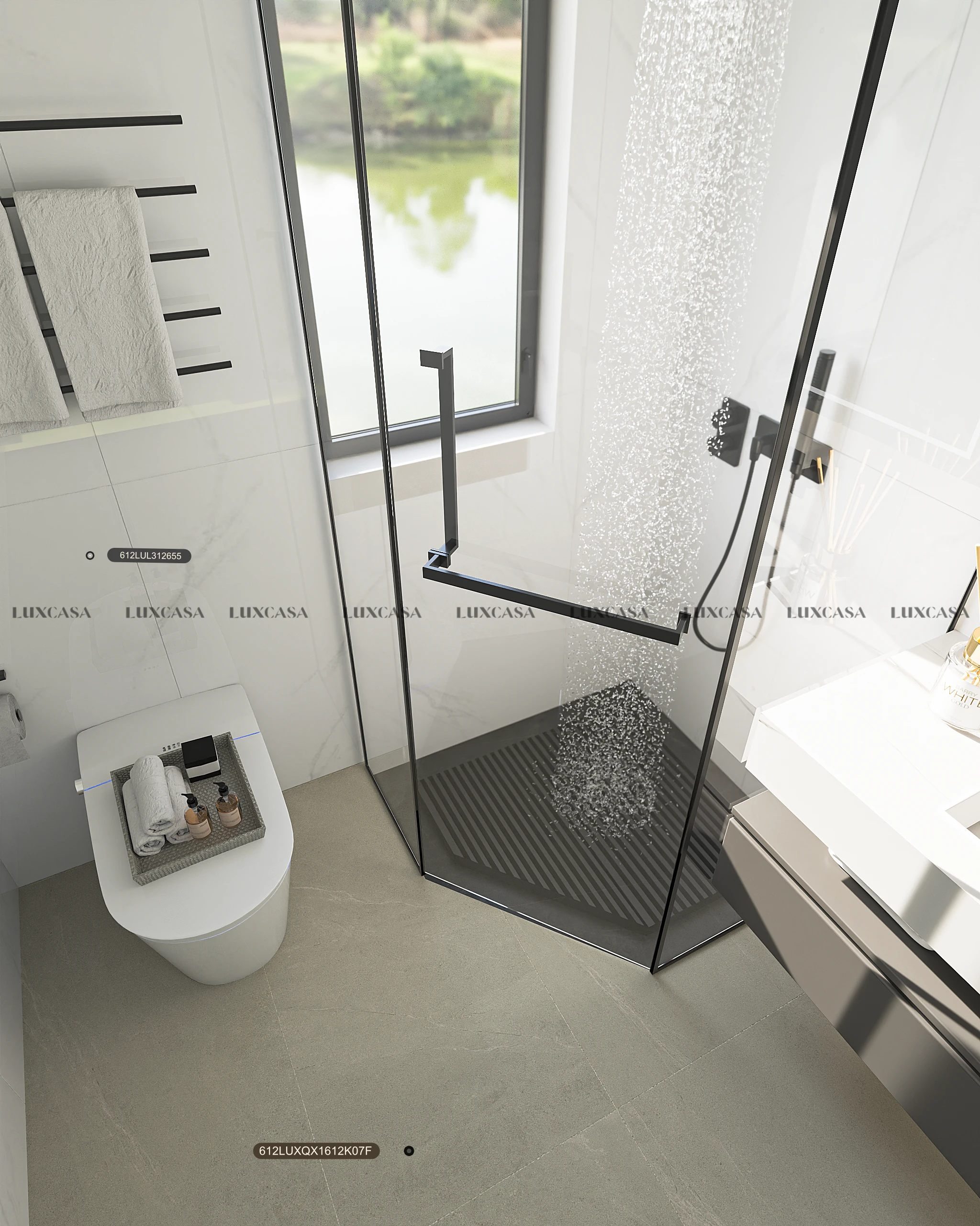 Gạch ốp nhà vệ sinh trắng vân mây 60x120 612LUL312655