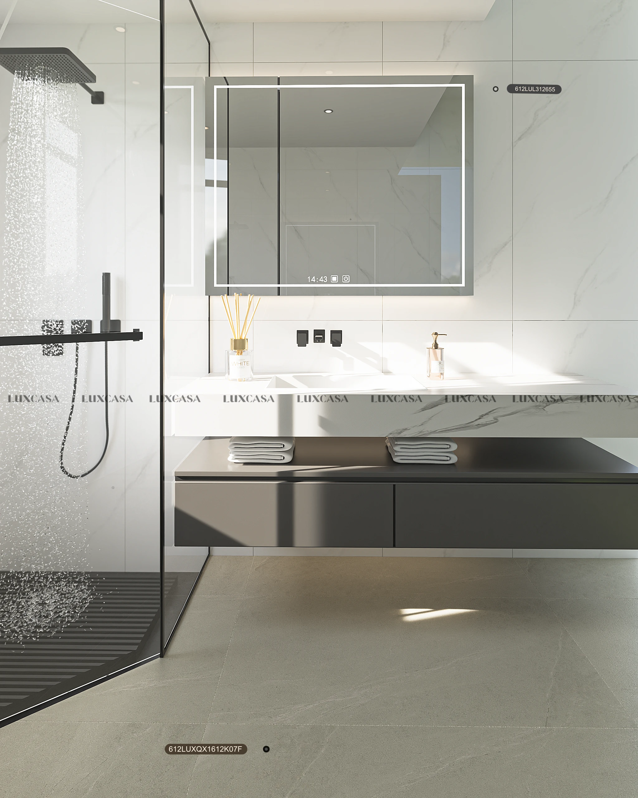 Gạch ốp nhà vệ sinh trắng vân mây 60x120 612LUL312655
