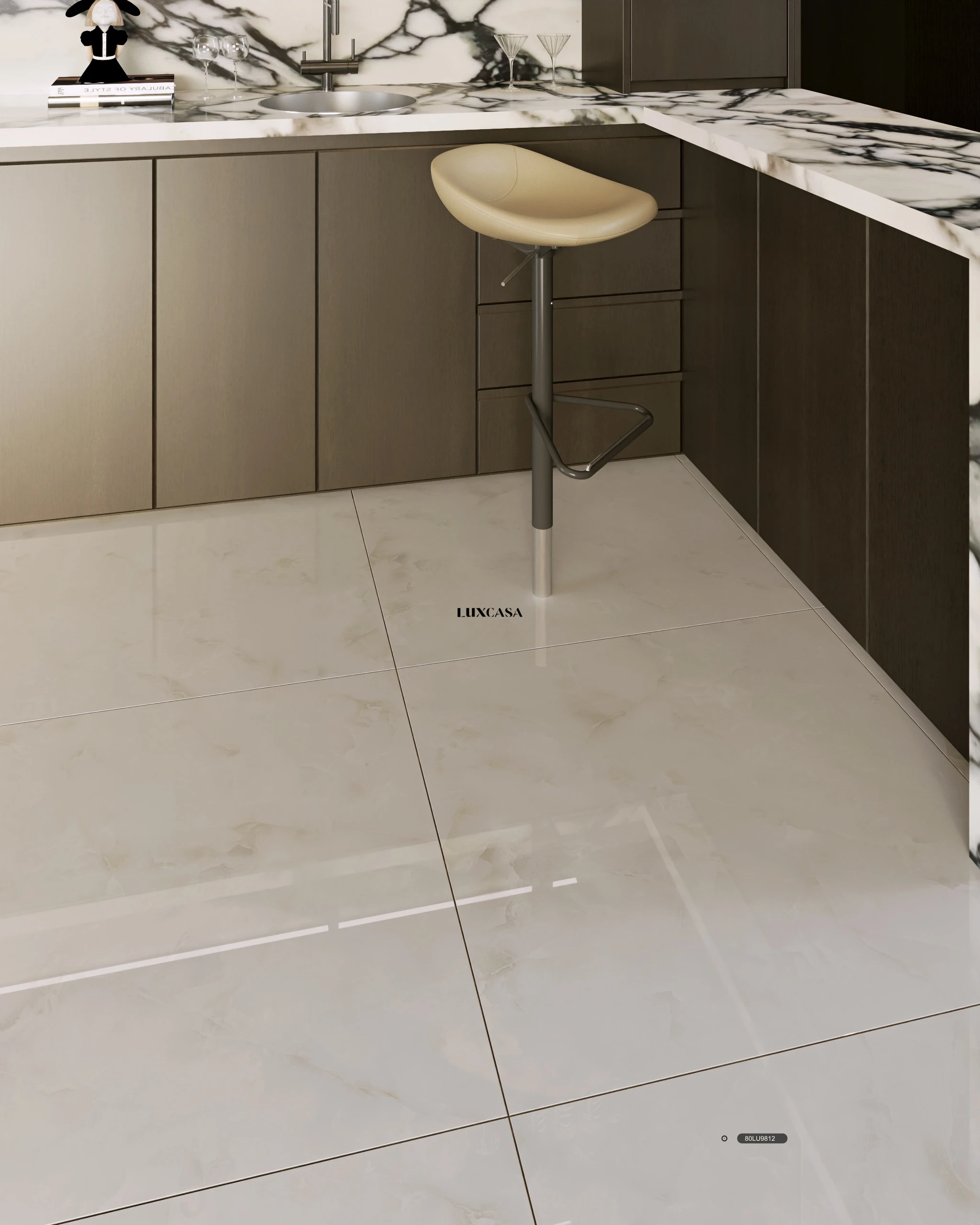 Gạch lát nền nhà bếp 80LU9812 giả đá
