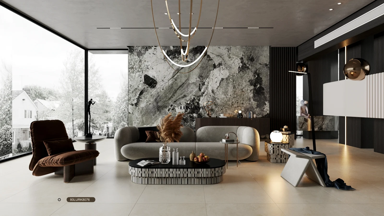 Gạch lát nền phòng khách 80x80 80LU8076