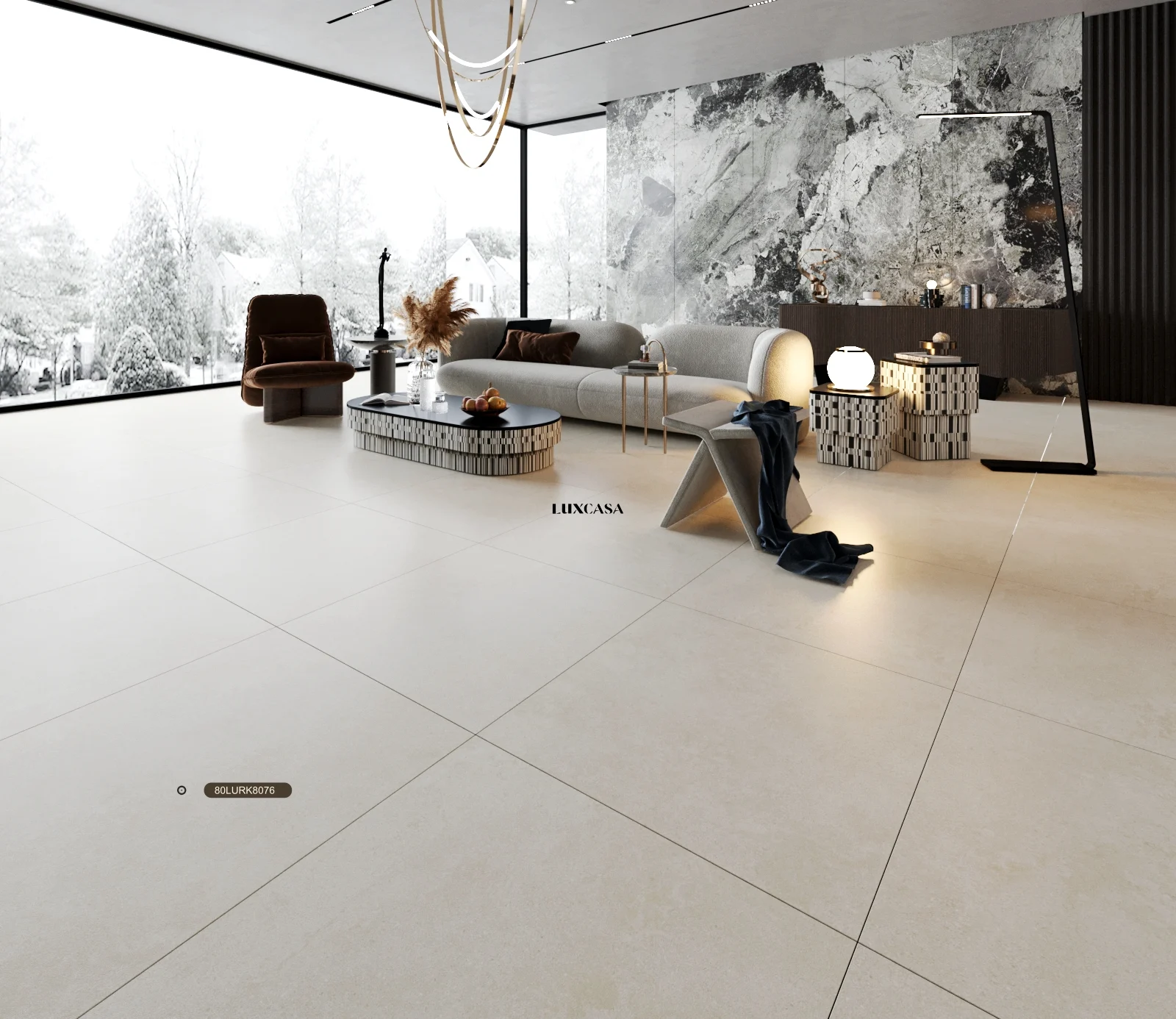 Gạch lát nền phòng khách 80x80 80LU8076