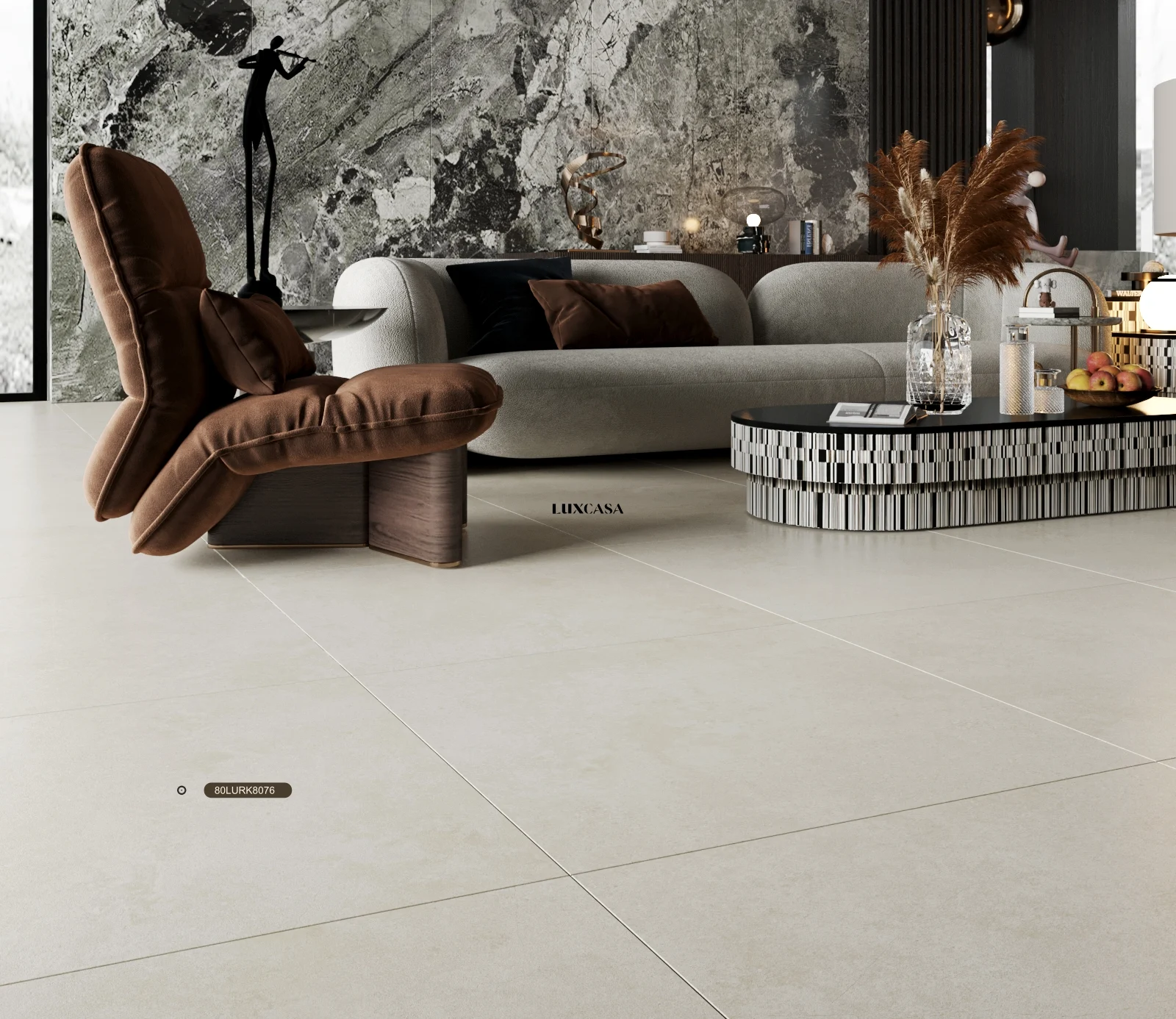 Gạch lát nền phòng khách 80x80 80LU8076