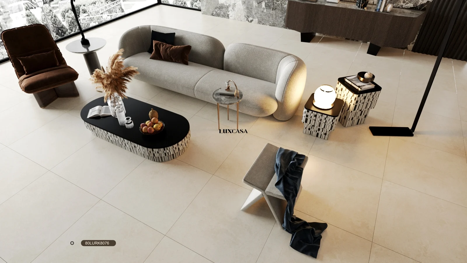 Gạch lát nền phòng khách 80x80 80LU8076