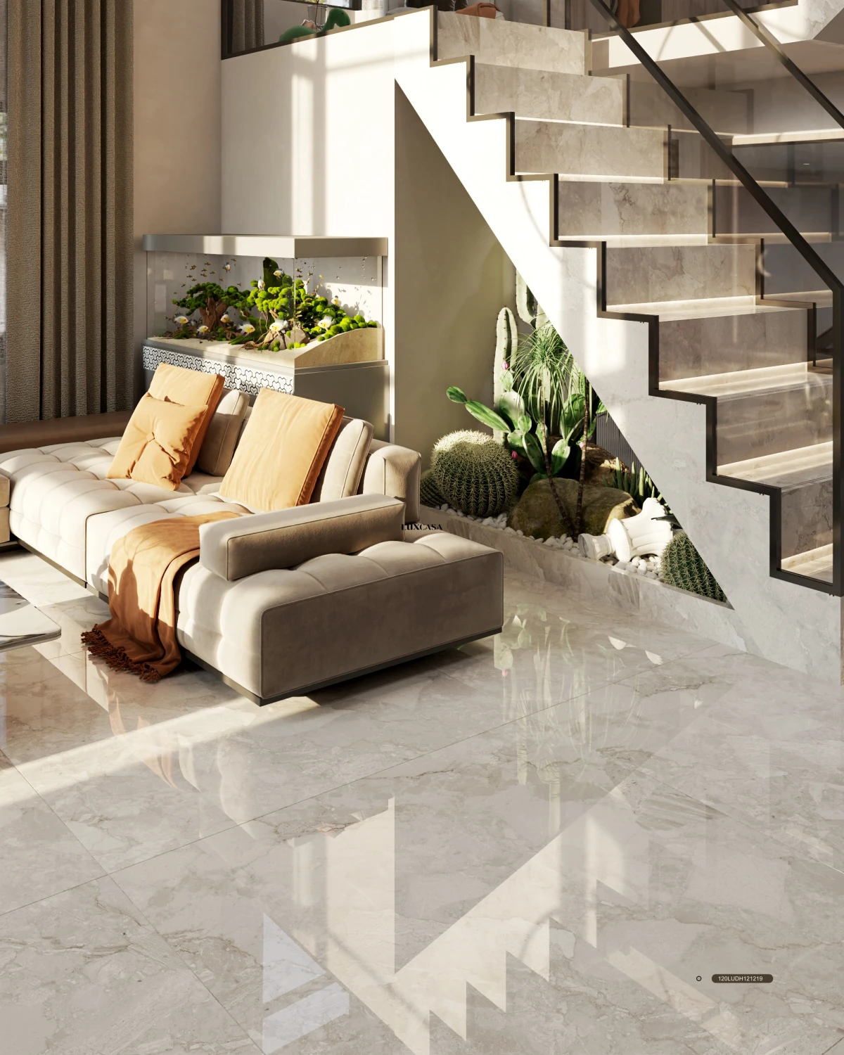 Gạch lát phòng khách giả đá 120X120 120LU121219