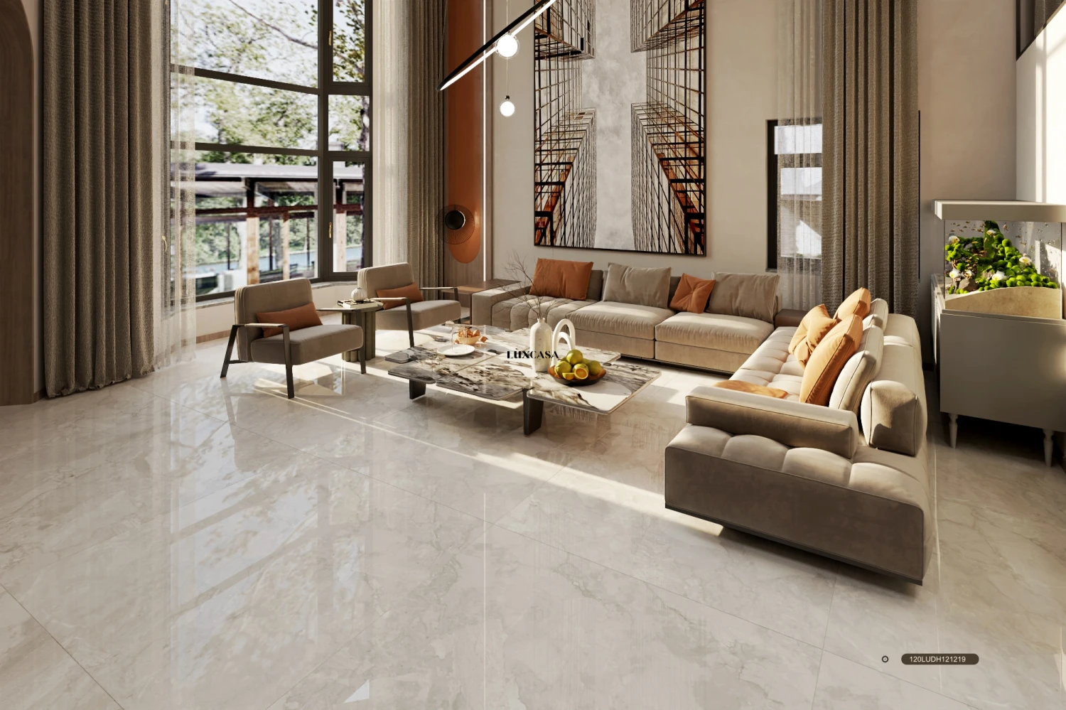 Gạch lát phòng khách giả đá 120X120 120LU121219