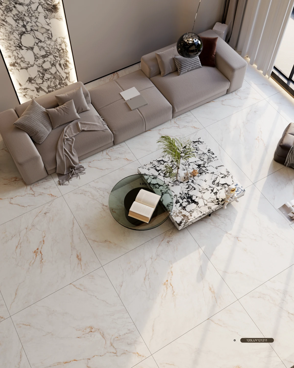 Mẫu gạch lát nền phòng khách 120X120 120LU121211M