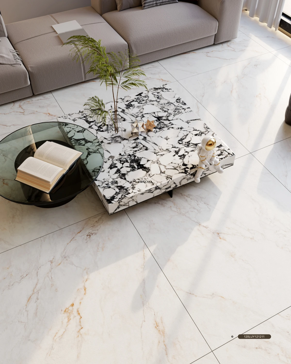 Mẫu gạch lát nền phòng khách 120X120 120LU121211M