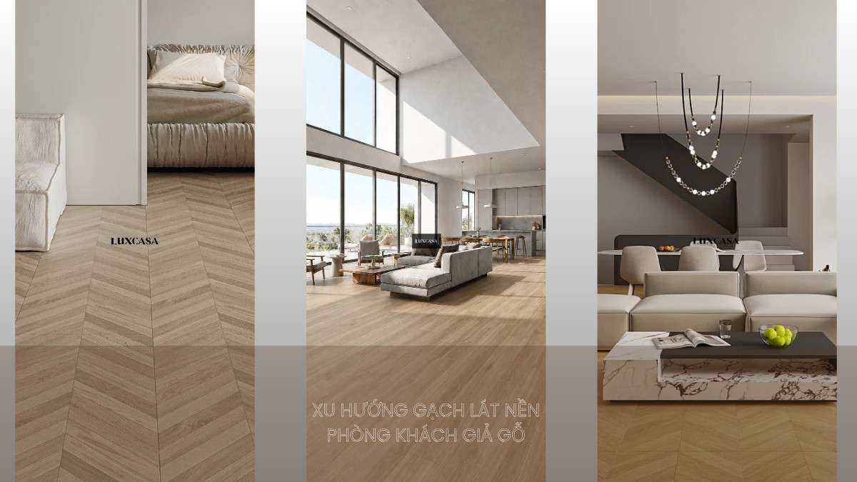 Xu Hướng Gạch Lát Nền Phòng Khách Giả Gỗ