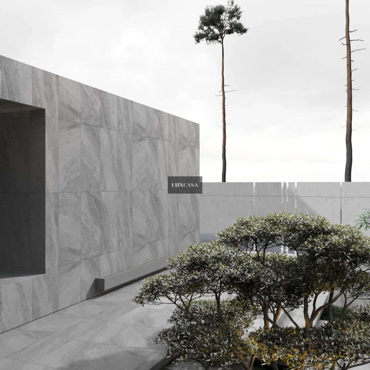 Gạch giả đá slate màu xám ốp ngoài trời nhà