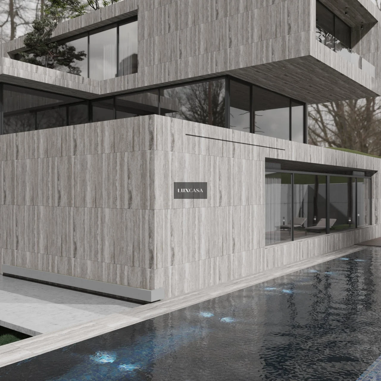 Gạch giả đá travertine ốp mặt tiền nhà