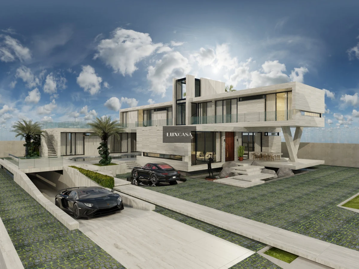 Gạch giả đá travertine ốp tường ngoại thất