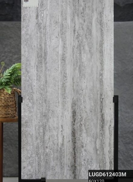 Mẫu gạch travertine 60x120 màu xám LUGD612403M