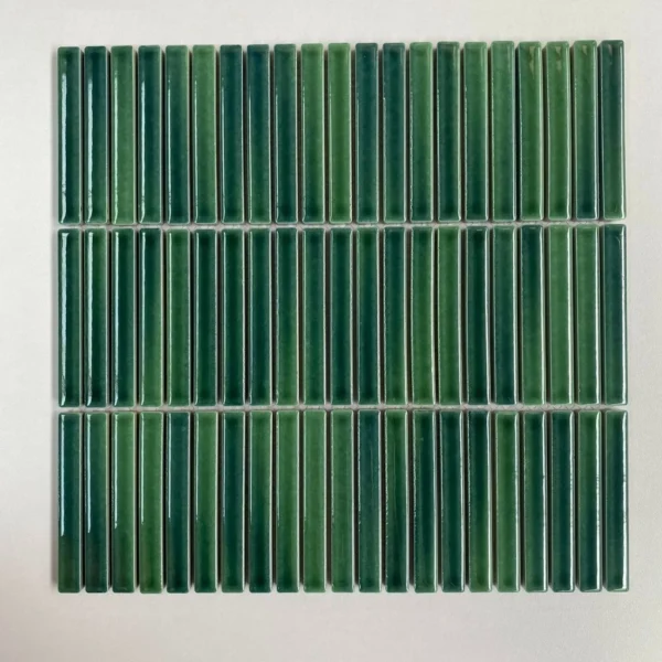Gạch thẻ que xanh đậm mosaic