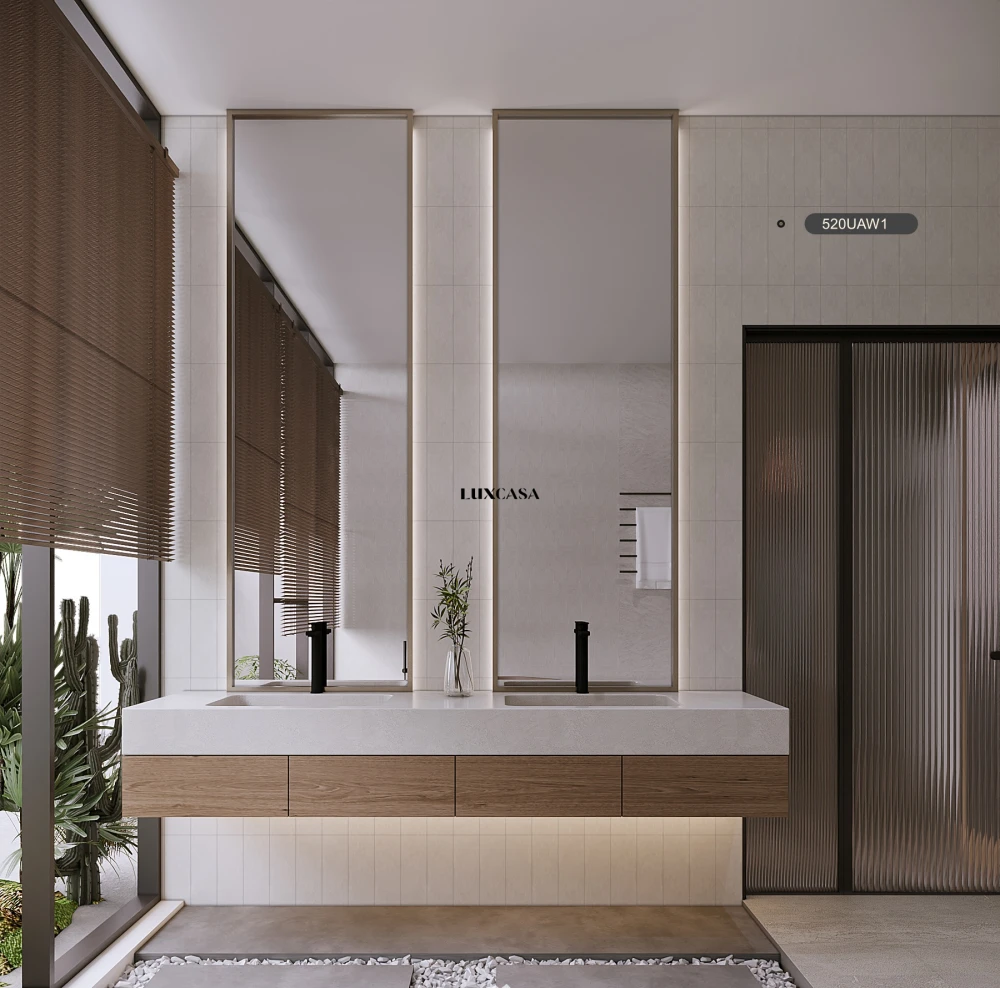 Gạch thẻ trắng ốp tường nhà tắm 2