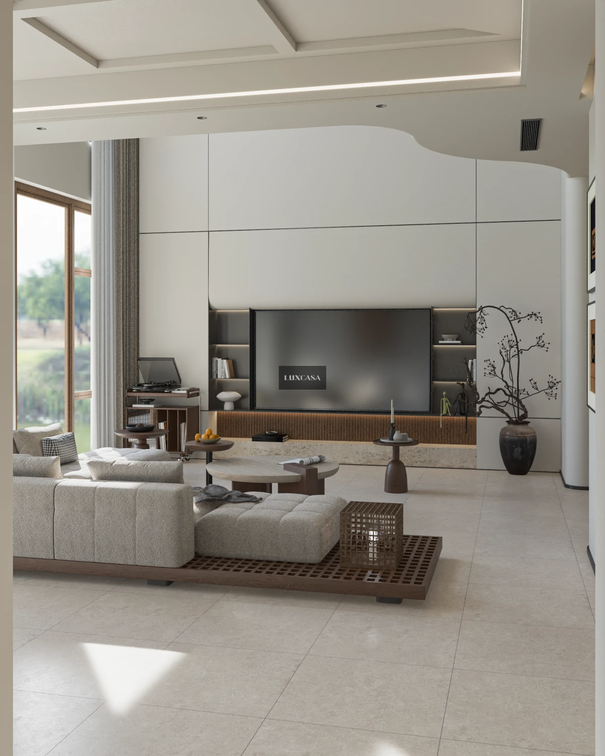 Mẫu gạch limestone lát phòng khách 60x60 60LUM66001