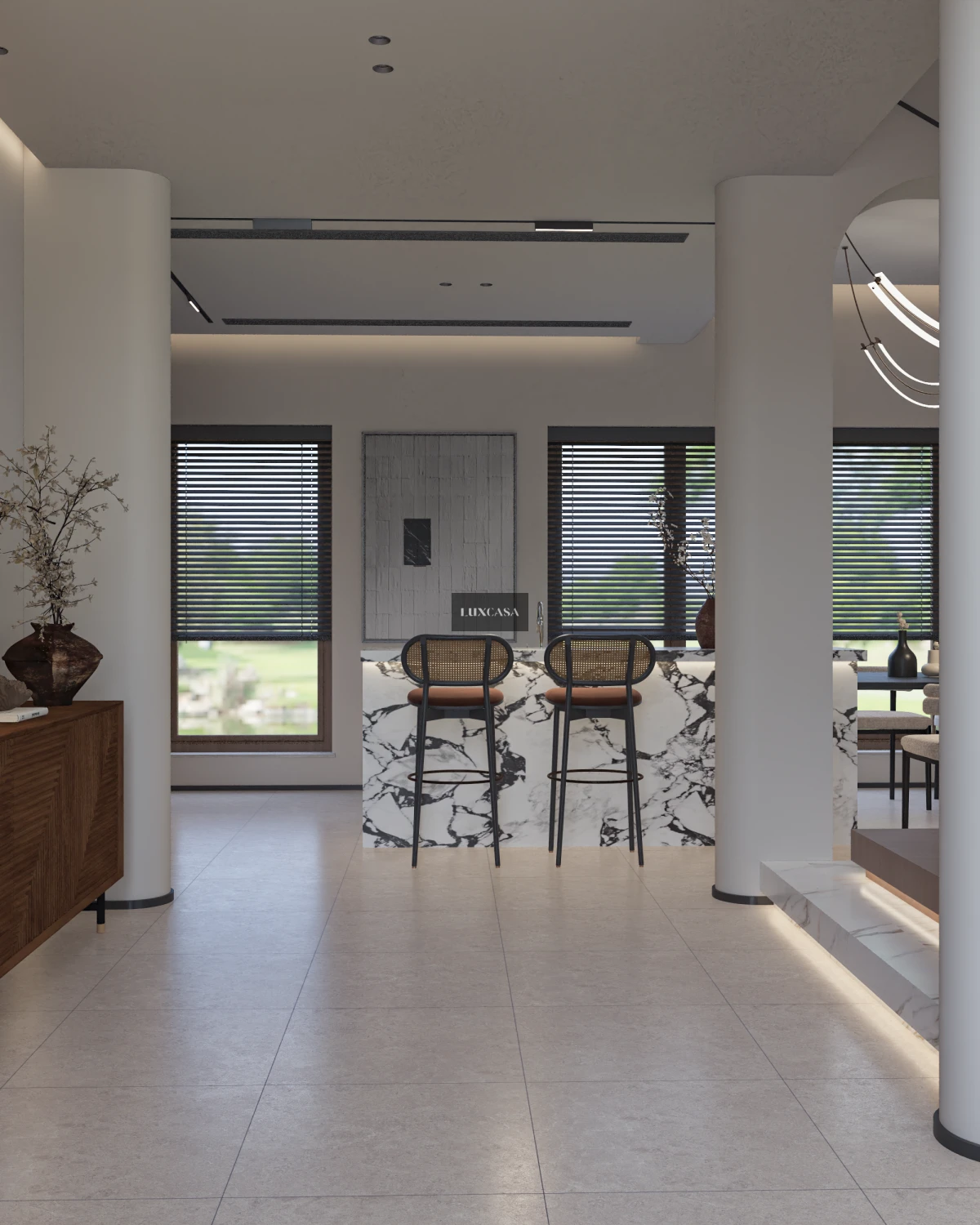 Mẫu gạch limestone lát phòng khách 60x60 60LUM66001