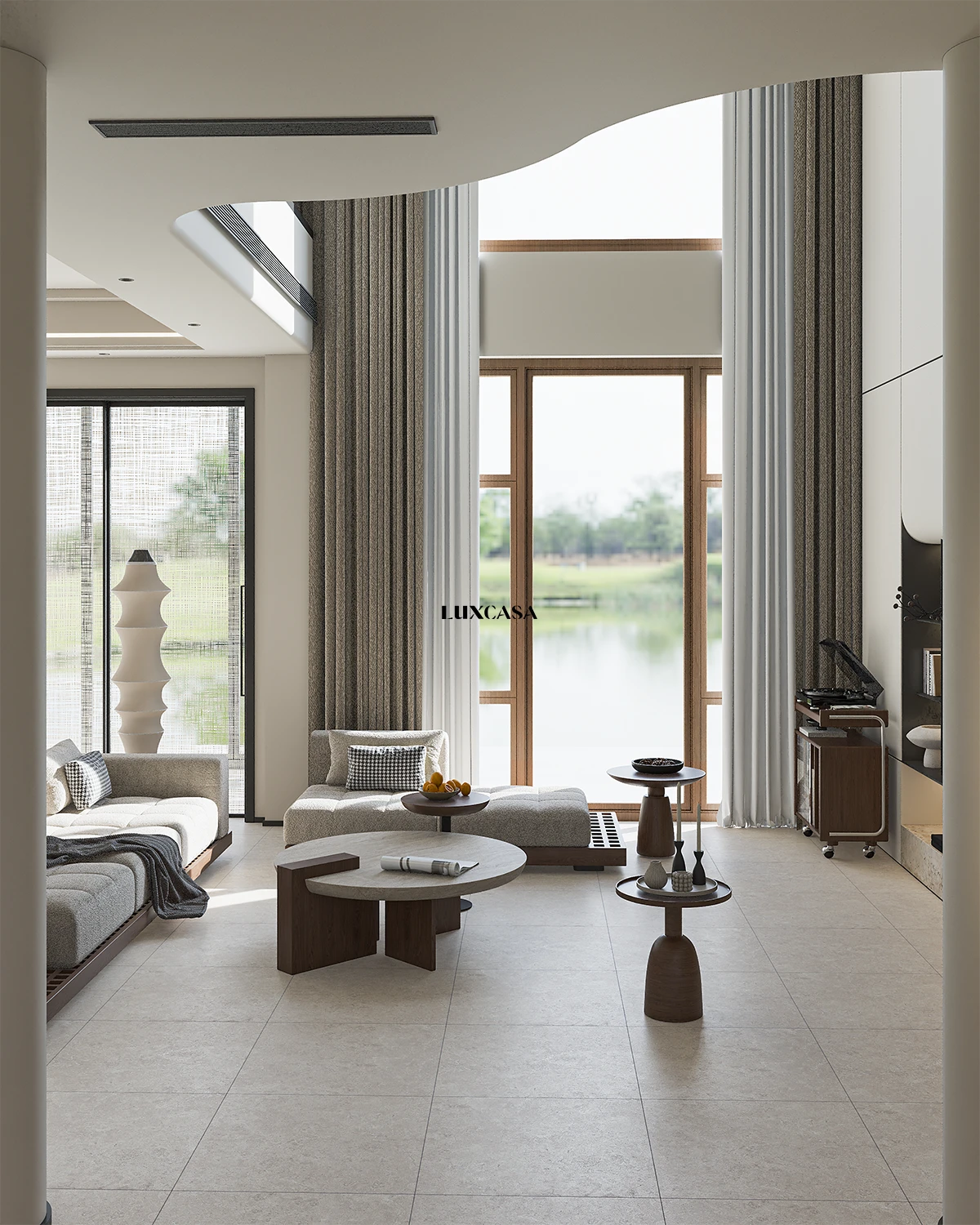 Mẫu gạch limestone lát phòng khách 60x60 60LUM66001