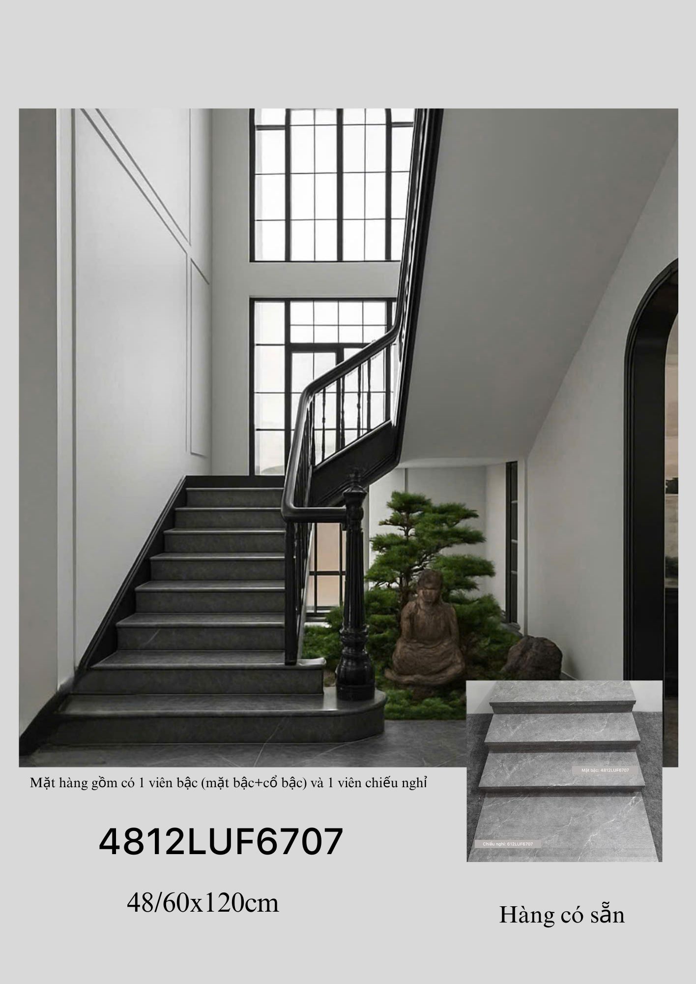 Gạch cầu thang màu xám 4812LUF6707
